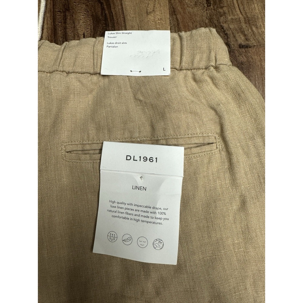 DL1961 Lukas Slim Straight Pantalon Khaki Linen Pants 32 x 32.5 - Picture 3 of 10